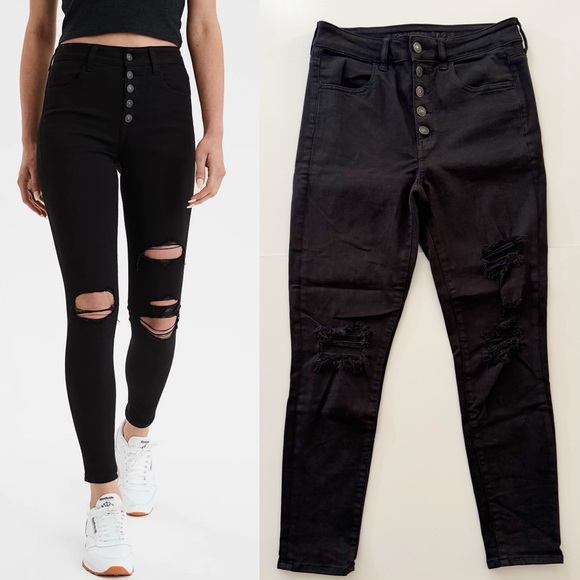 American Eagle Super Hi-Rise Jegging in Black Size 6, X-Short - Picture 1 of 7